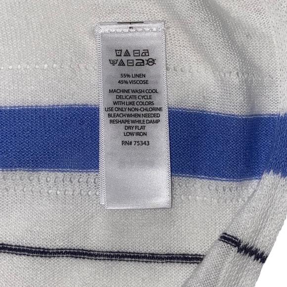 Rachel Zoe Linen Blend Open Blue Striped Lightweight Cardigan Sweater Medium - Picture 10 of 12